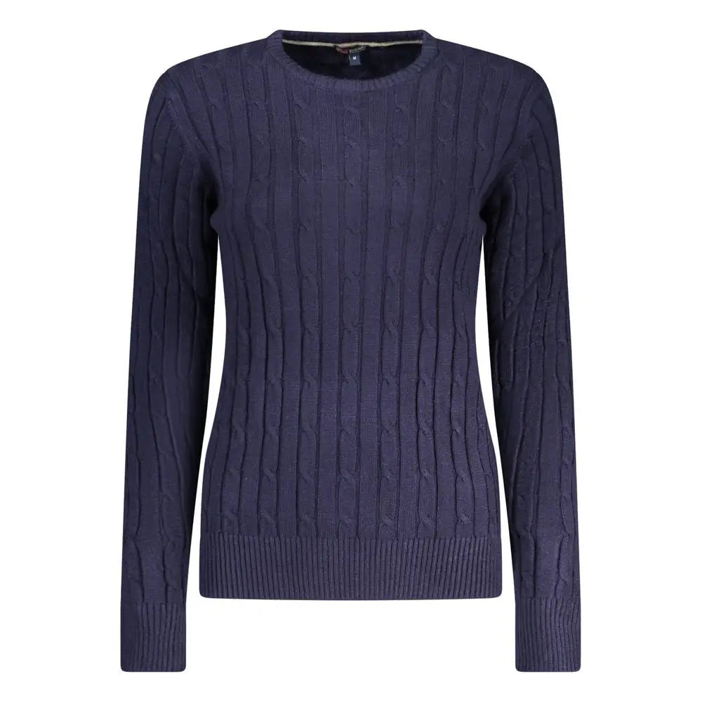 Blå viskose cable-knit sweater med ribbed kanter i navy blue