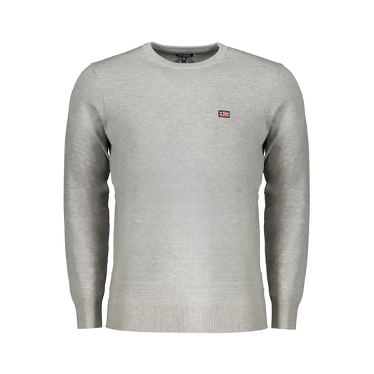 Lyst grå crewneck sweater med flagflet og Norge 1963 patch. Spar 30-70% på mode