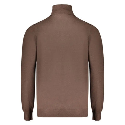 Høj kvalitet brown polyester sweater i flot stil med ribbed manchetter