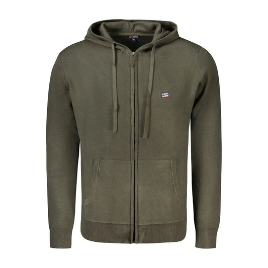 Olivengrøn cardigan med norsk flag, ribbet manchetter, 100% originale brands