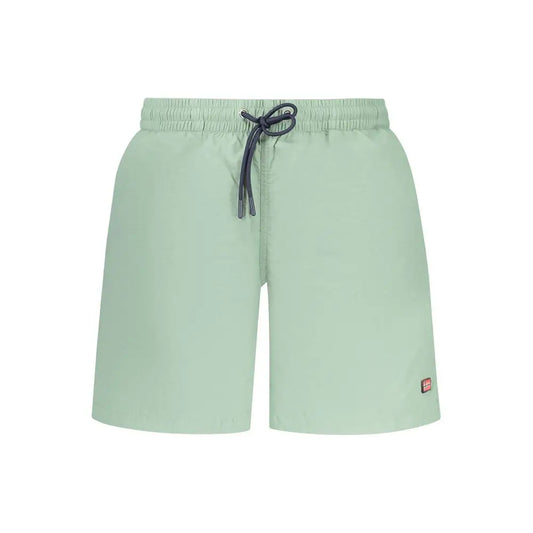 Lyst grønne polyamid badebukser med mørkegrå snor og elastik