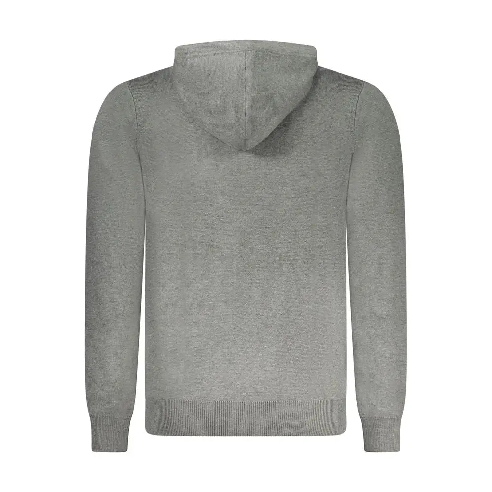 Grå hejret sweatshirt med ribbet manchetter og søm i grigio poliammide