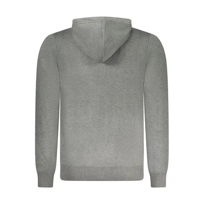 Grå hejret sweatshirt med ribbet manchetter og søm i grigio poliammide