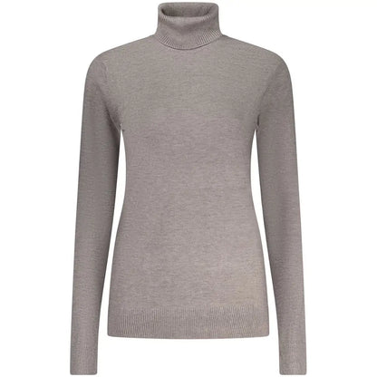 Sleek grigio viscosa women sweater in heather gray turtleneck