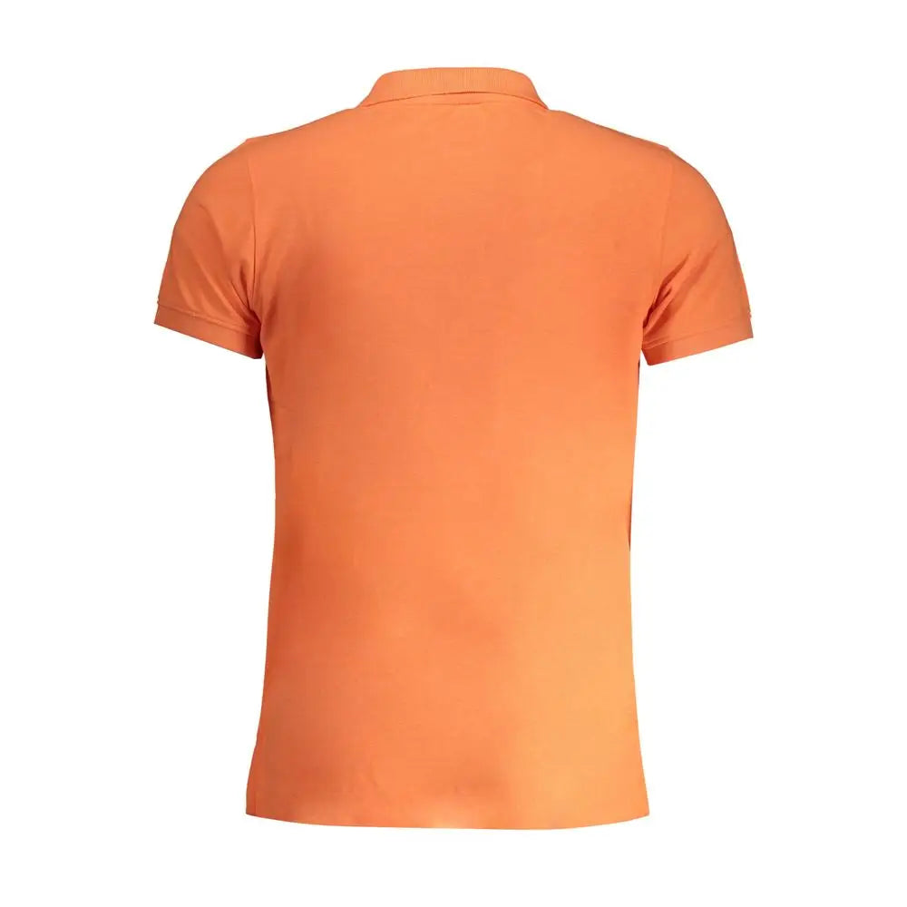 Orange cotton polo shirt Norway 1963 med kortærmet design