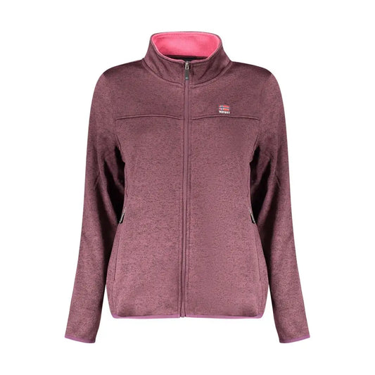 Lilla polyester trøje med maroon lynlås fleece, pink for, norsk flag