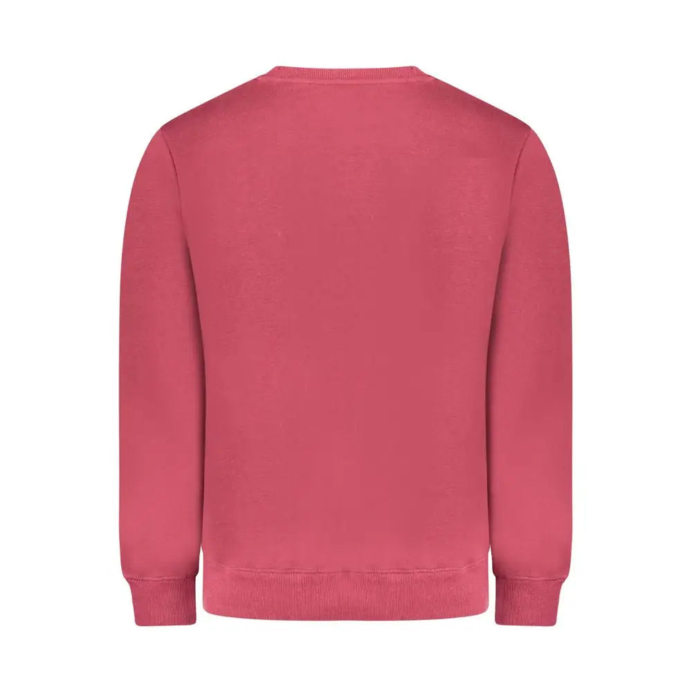 Rød bomulds sweater i solid pink med ribbed manchetter og kant