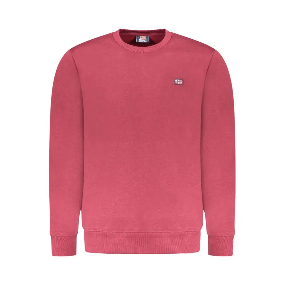 Rød bomulds sweater med norsk flag og pink design