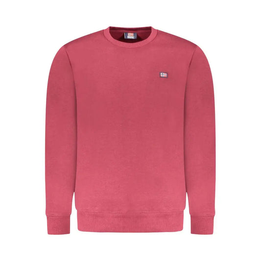 Rød bomulds sweater med norsk flag og pink design