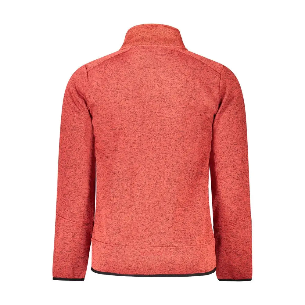 Rød polyester sweater i outlet mærkevare med høj krave og sort trim
