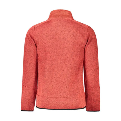 Rød polyester sweater i outlet mærkevare med høj krave og sort trim