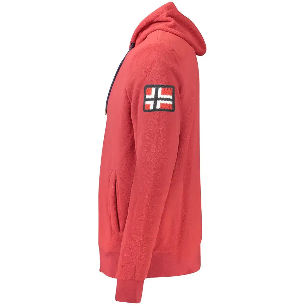 Rød polyester sweater med norsk flag og sort snor, 100% originale brands