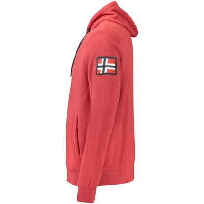 Rød polyester sweater med norsk flag og sort snor, 100% originale brands