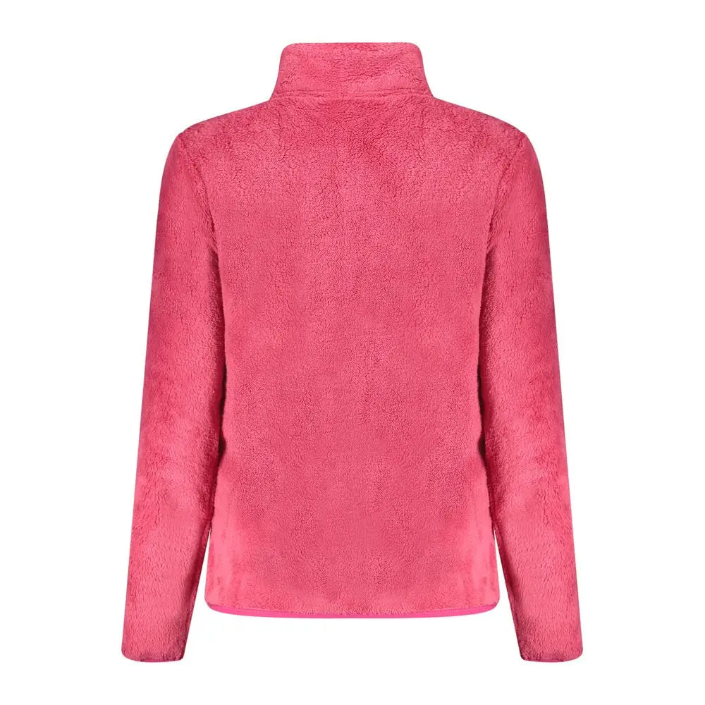 Vibrant pink plush fleece jakke med høj krave og lange ærmer, 100% originale brands