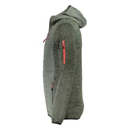 Verde polyester Norway 1963 jakke med olivegrøn quiltet hætte og orange lynlås