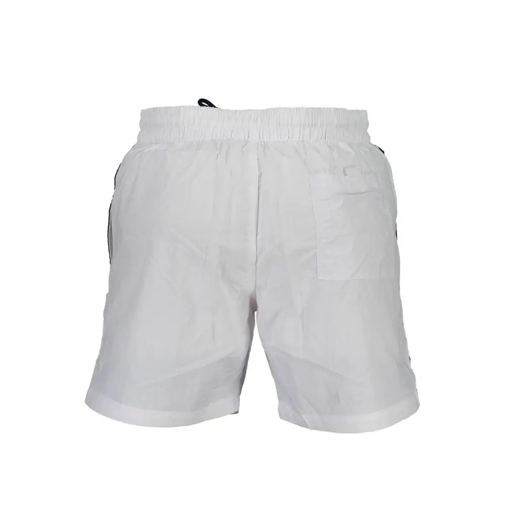 Hvid polyamid badebeklædning Norge 1963 med sorte striber