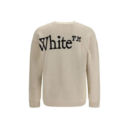 Off-White bløde beige sweatshirt med sort-hvid logo på ryggen
