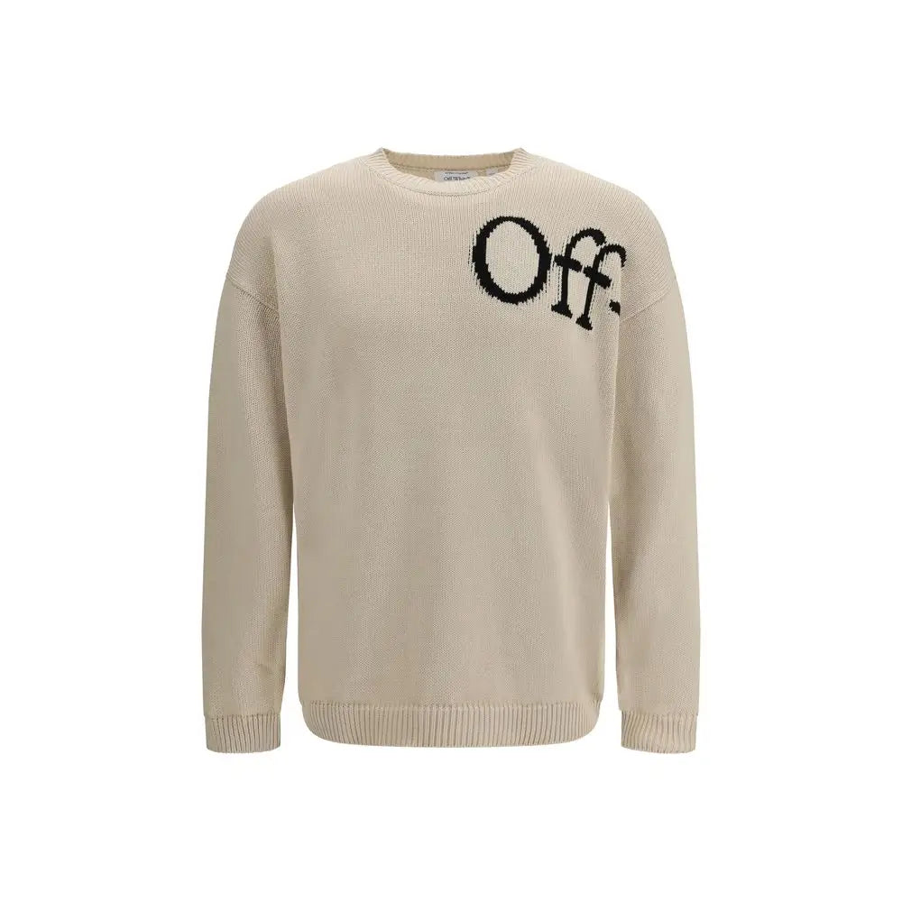 Off-White bløde beige sweatshirt med sort off-lettering på brystet