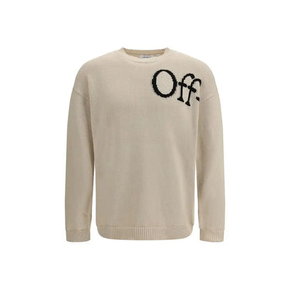 Off-White bløde beige sweatshirt med sort off-lettering på brystet