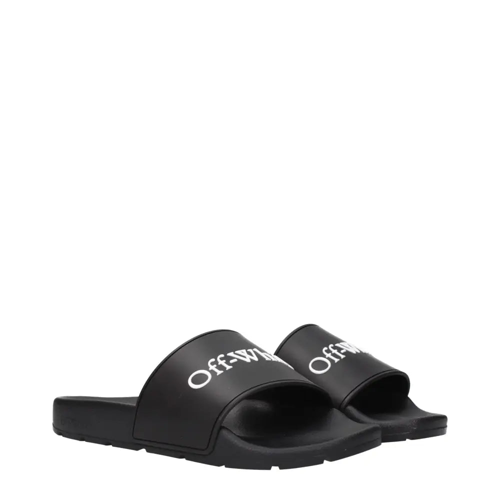 Off-White Black Cotton Slippers Sandals