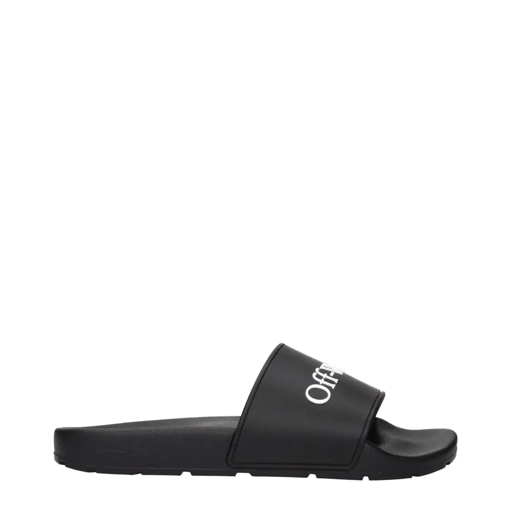 Off-White Black Cotton Slippers Sandals