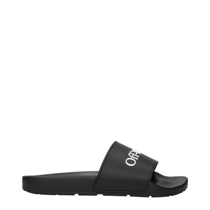 Off-White Black Cotton Slippers Sandals