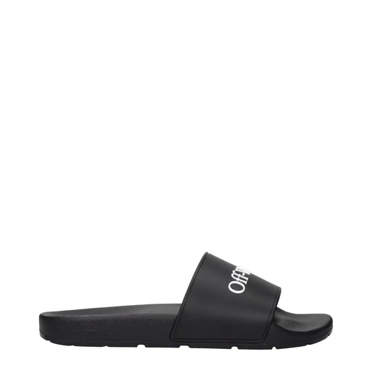 Off-White Black Cotton Slippers Sandals