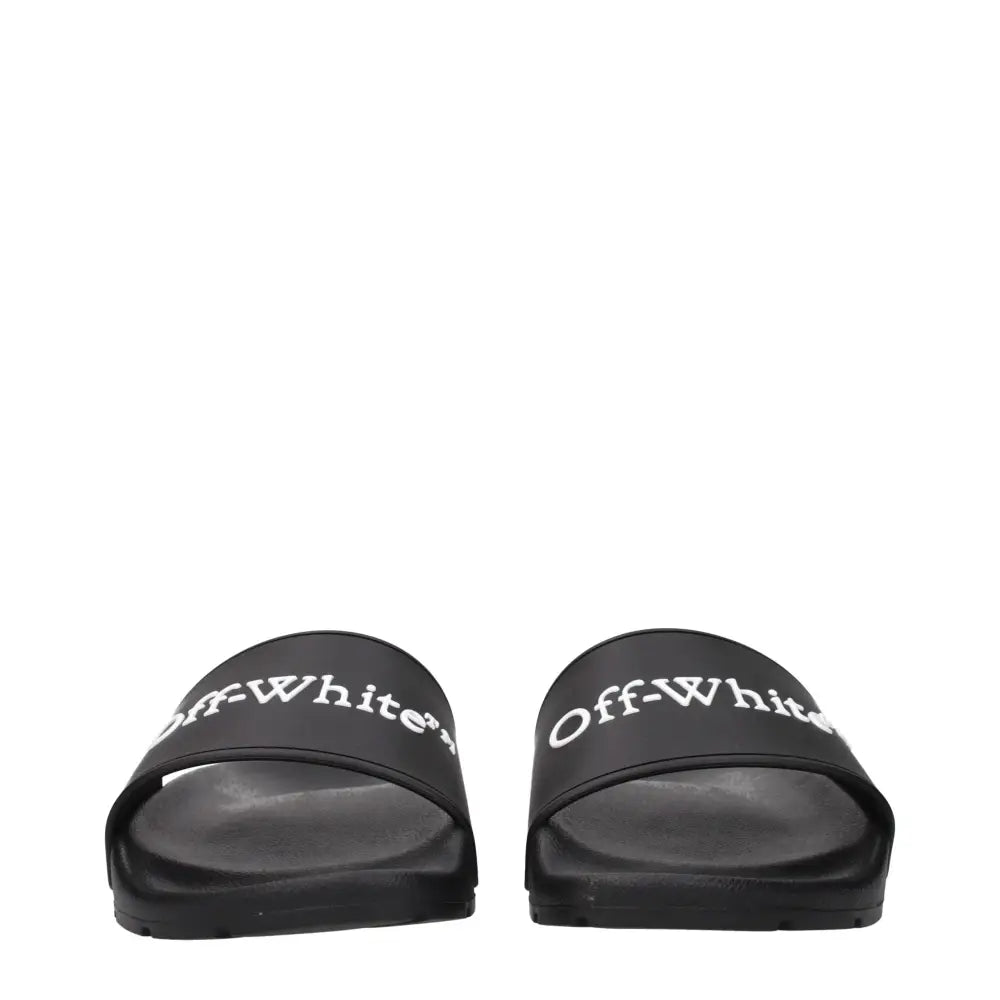 Off-White Black Cotton Slippers Sandals