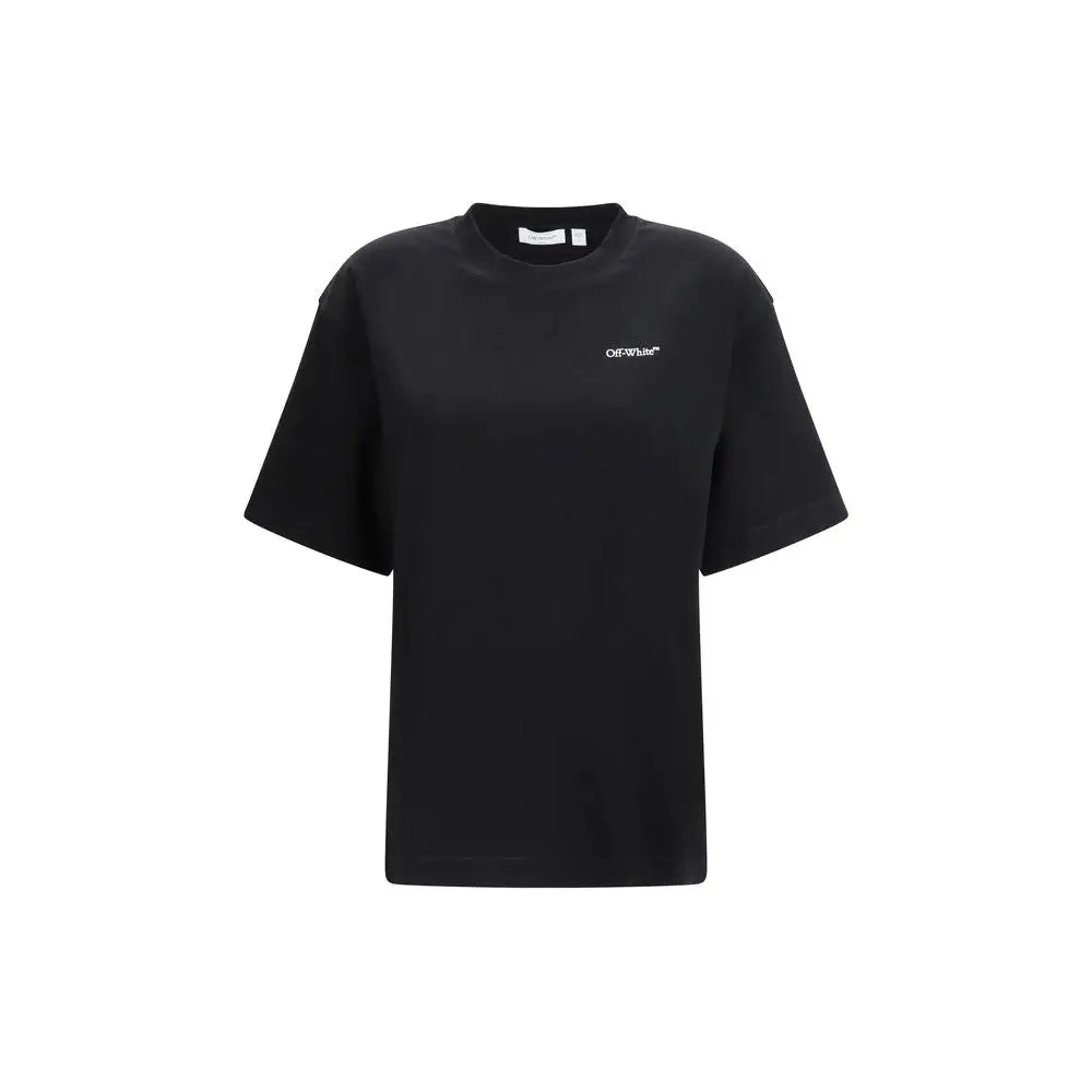Minimalist Off-White logo on black cotton sportswear t-shirt