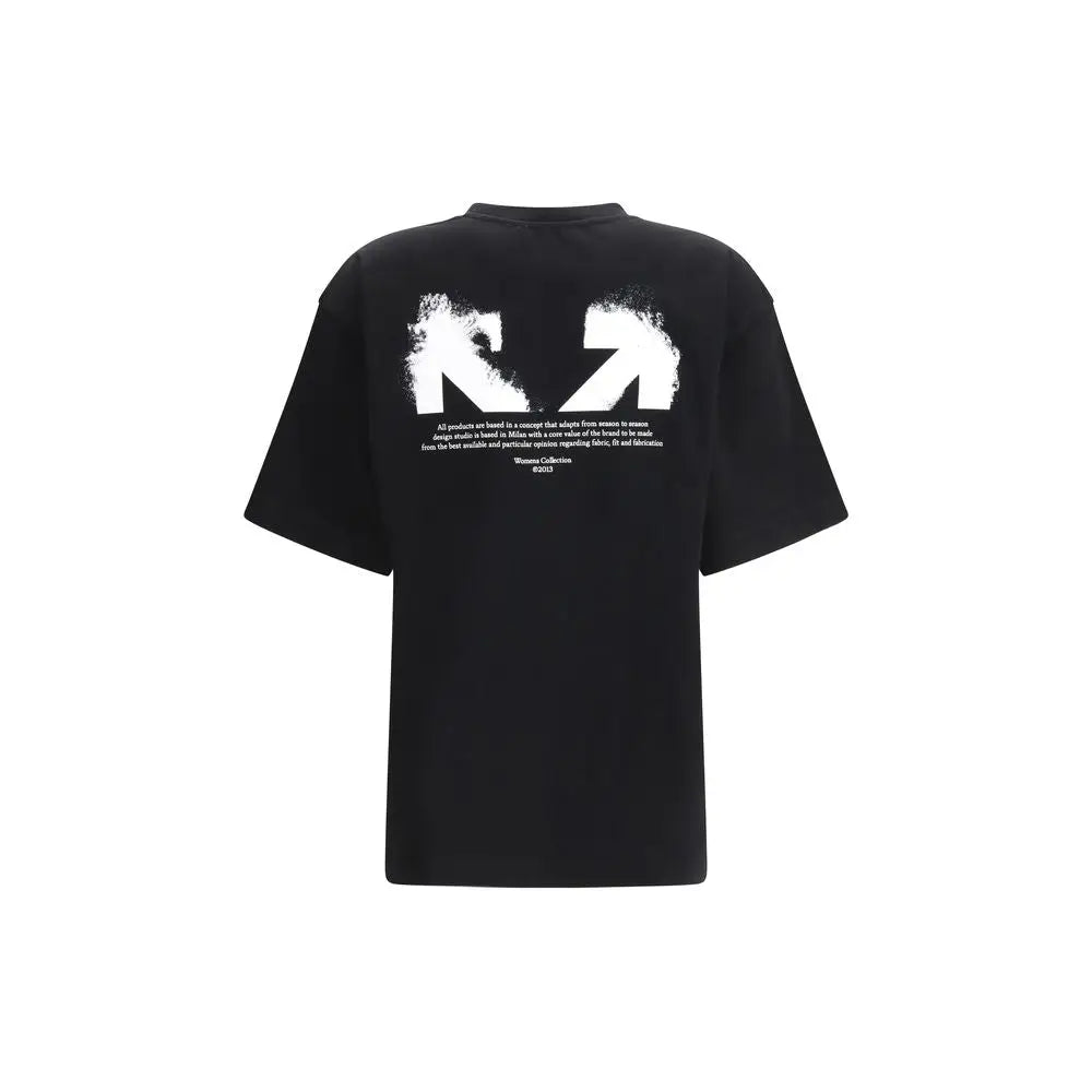 Sort sort Off-White sort t-shirt med sort grafisk pil og spraytekstur