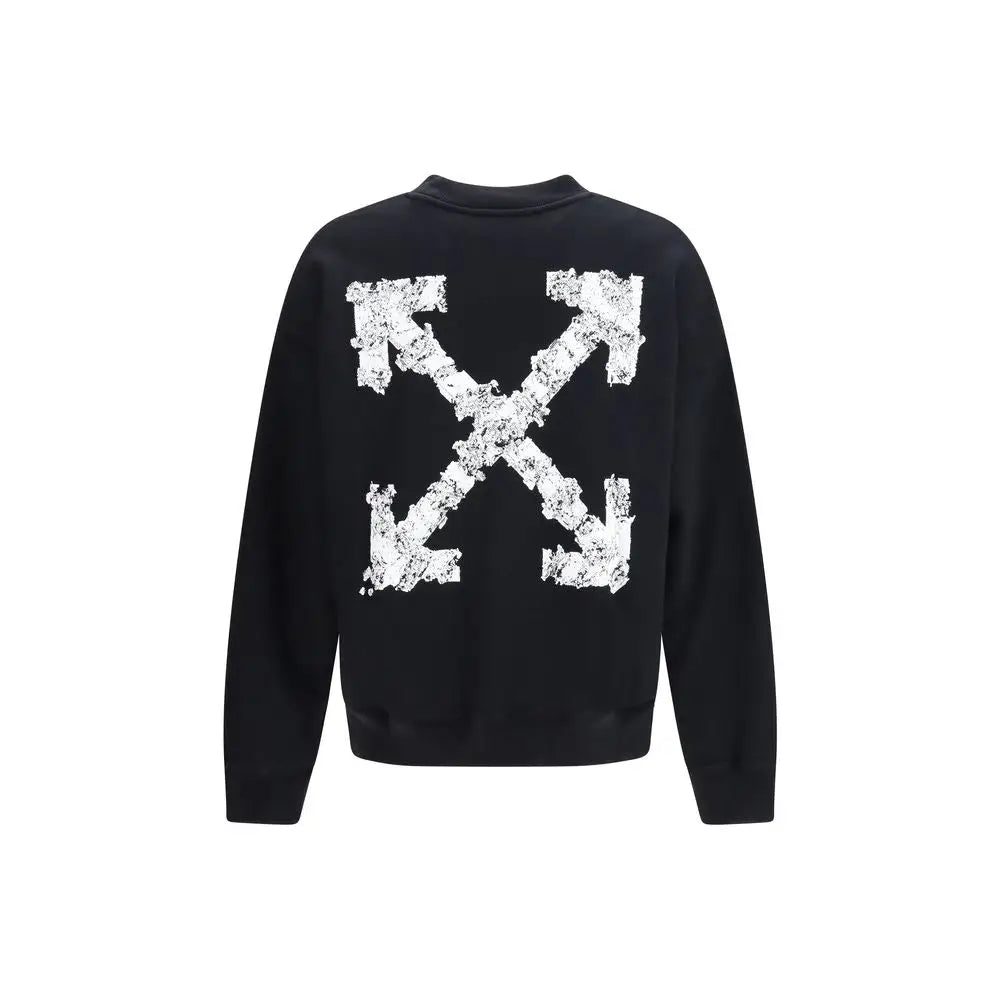 Sort sorte bomulds sweatshirt med distressed hvid pil-logo på ryggen