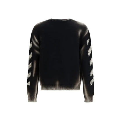 Off white black cotton sweatshirt med sorte striber og gradient
