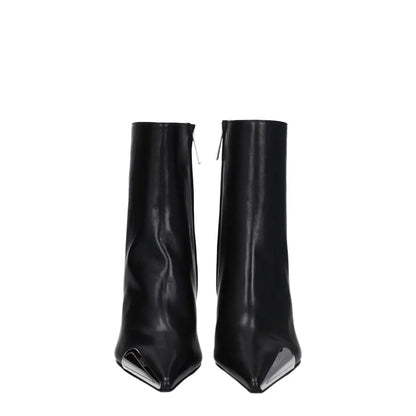 Off-White Black Leather Ankle Boots
