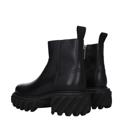 Off-White Black Leather Ankle Boots