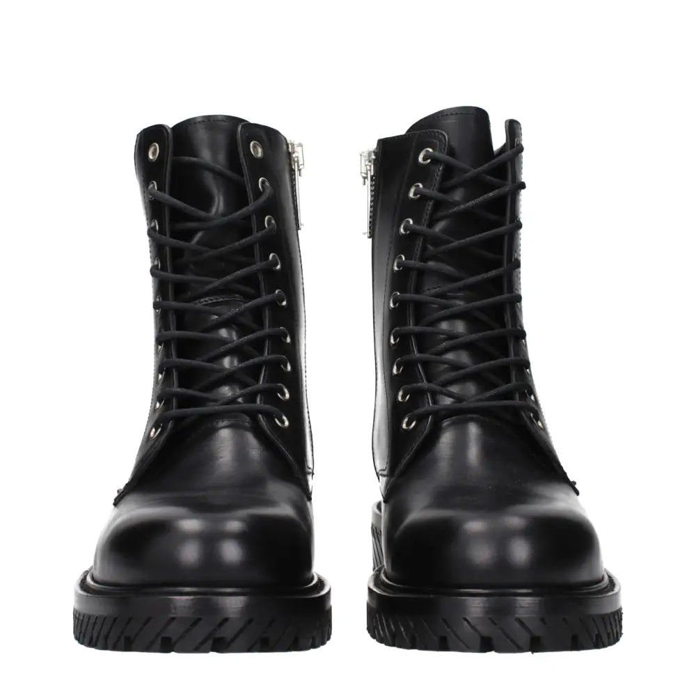 Off-White Black Leather Ankle Boots
