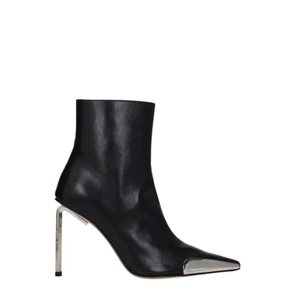 Off-White Black Leather Ankle Boots