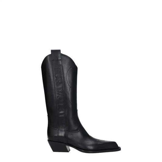 Off-White Black Leather High Heel Boots - Støvler