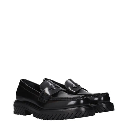 Off-White Black Leather Slip-On Loafers