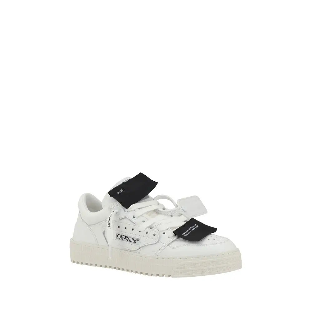 Off-White sorte gummi sneakers i hvid læder med sorte accenter og chunky sål