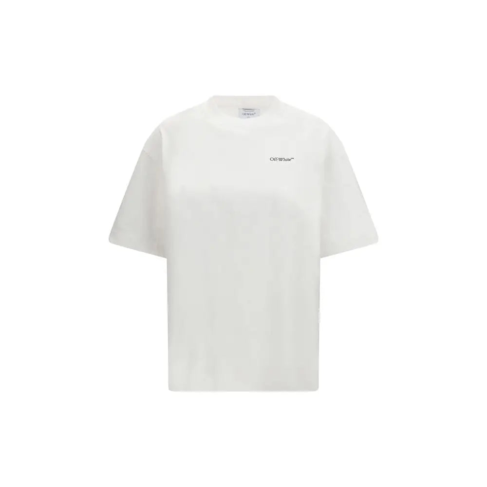 Hvid off-white bomuldssportstøj t-shirt med sort logo på brystet