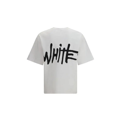 Off-White hvid bomuldssportstøj med sort graffiti-tekst white på ryggen