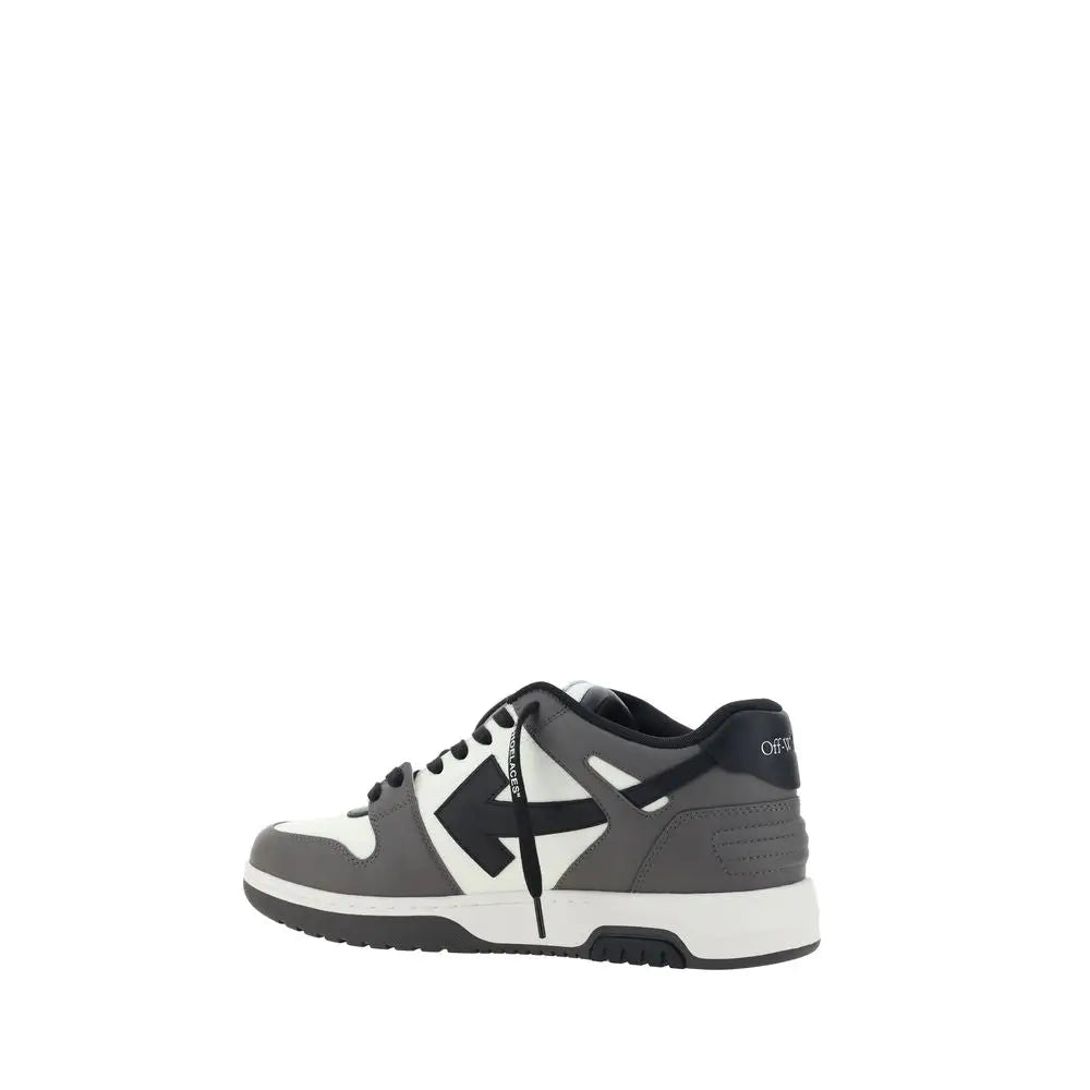 Off-White grå kalveskind Bos Taurus low-top sneakers med sort pil-logo