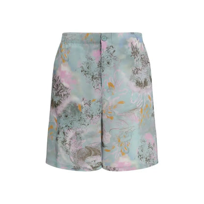 Lyseblå shorts med blomstermønster og fugle i vandfarve-stil fra Off-White