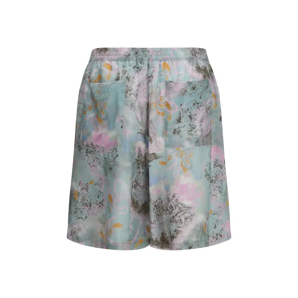 Pastelgrønne shorts i off-white multicolor viskose med blødt blomstermønster. Spar 30-70% på mode