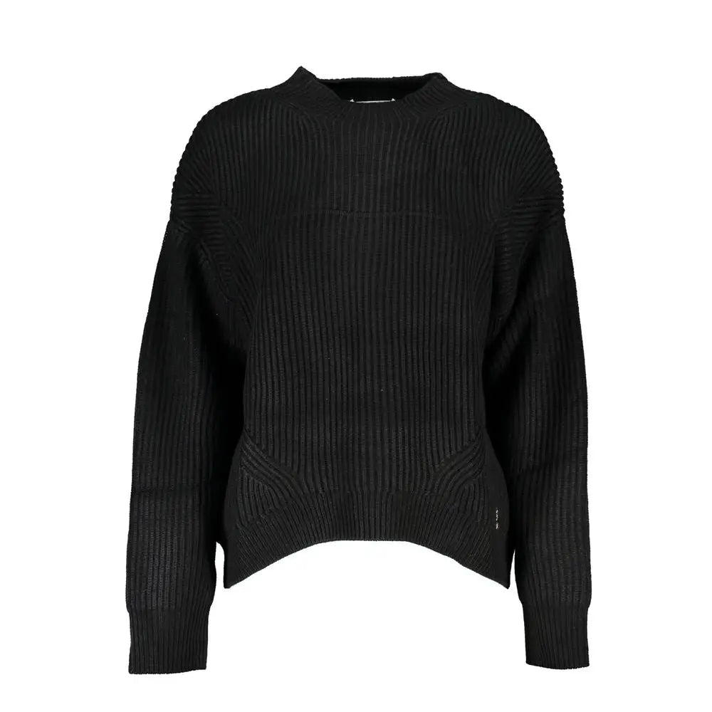 Patrizia Pepe sort rib-strikket sweater med elegant pasform