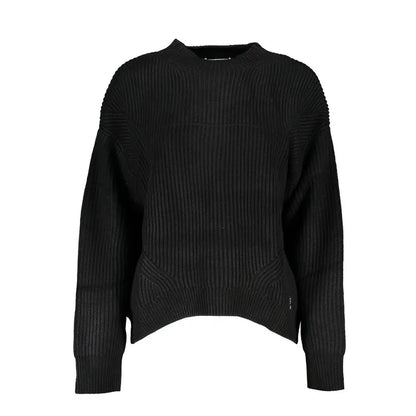 Patrizia Pepe sort rib-strikket sweater med elegant pasform