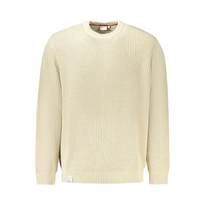 Pepe jeans beige bomuldssweater i cremfarvet ribstrik