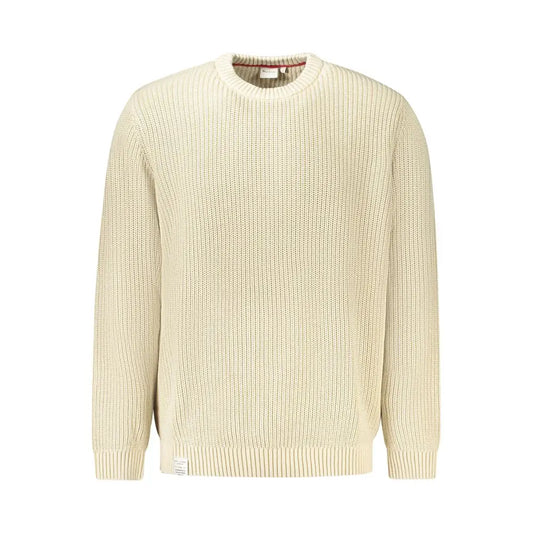 Pepe jeans beige bomuldssweater i cremfarvet ribstrik