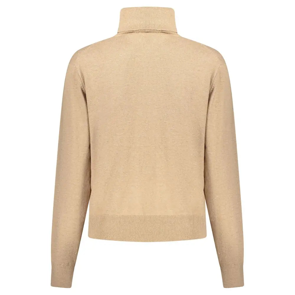 Pepe jeans beige bomuldssweater til kvinder med halshals og ribkanter