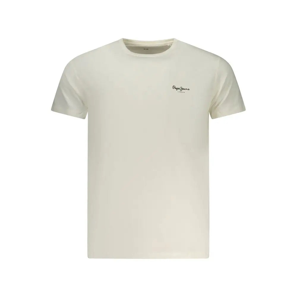 Pepe jeans bianco cotton men t-shirt, cream with black logo